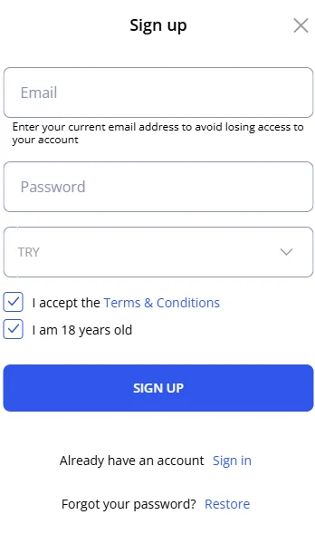 Glory Casino registration form — sign up in under 2 minutes